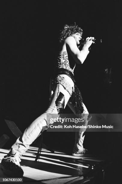 Koh Hasebe/Shinko Music/Getty Images: Jon Bon Jovi of Bon Jovi performs on stage at Nakano Sunplaza, Tokyo, Japan, 20th April 1985.