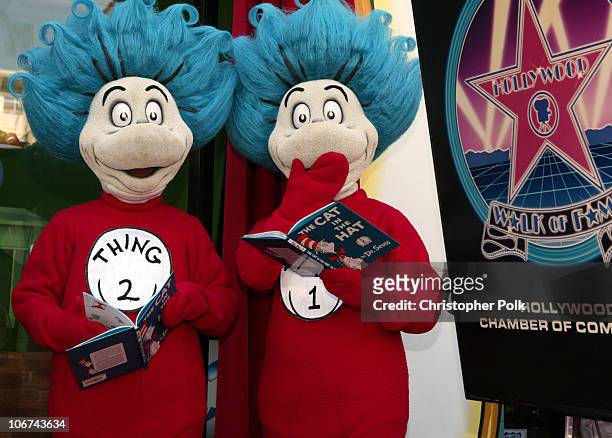 Thing 1 and Thing 2 during Theodor "Dr. Seuss" Geisel Honored Posthumously with Star on Hollywood Walk of Fame at Hollywood Blvd. In Hollywood,...