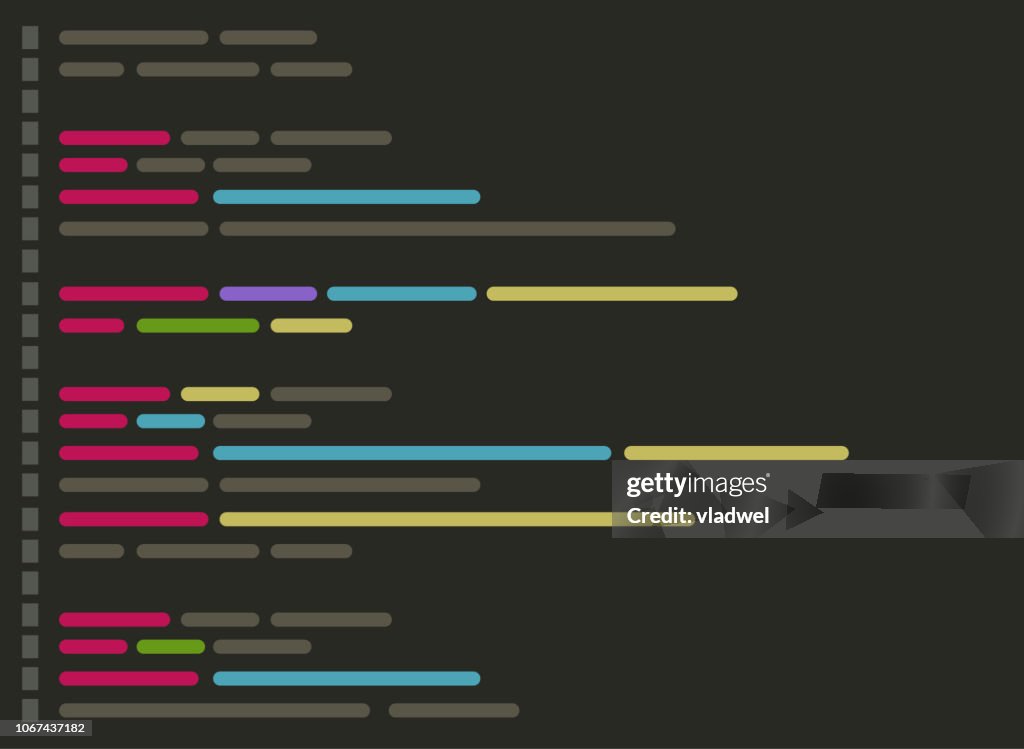 Code On Screen Vector Illustration Flat Cartoon Coding Or Programming ...