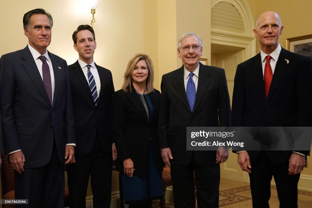 Senate Majority Leader Mitch McConnell (R-KY) Meets With Newly Elected Republican Senators On Capitol Hill