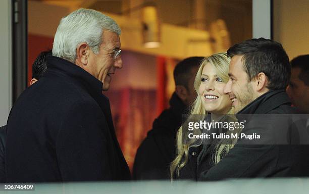 Marcello Lippi , Barbara Berlusconi and Giorgio Valaguzza look on in vip stand before during the Serie A match between Milan and Palermo at Stadio...
