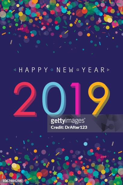 vibrant new year 2019 greeting card - celebration stock illustrations