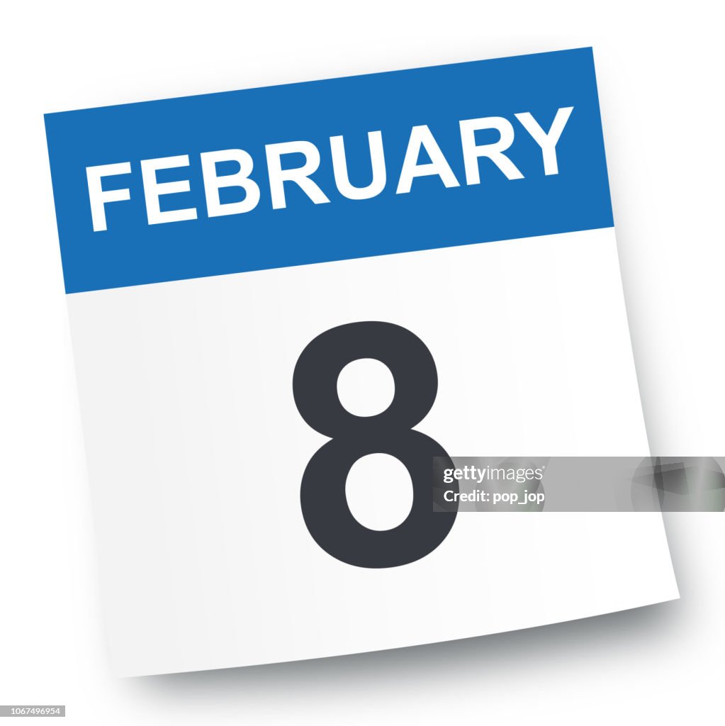 8 de febrero - icono de calendario