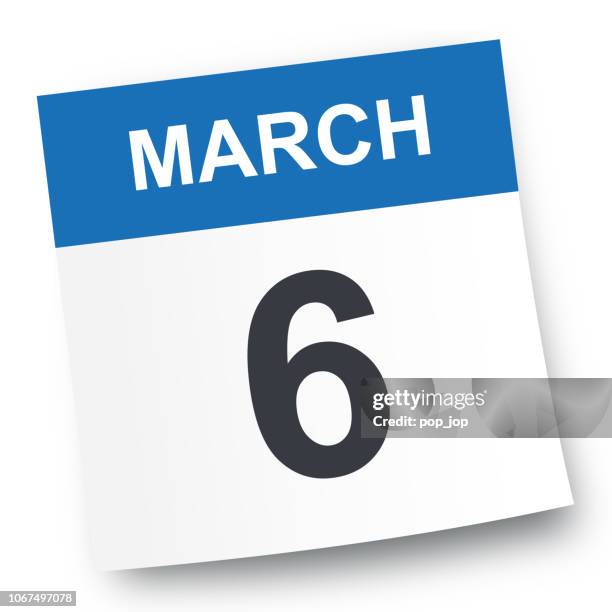 march 6 - calendar icon - march calendar 2020 stock illustrations