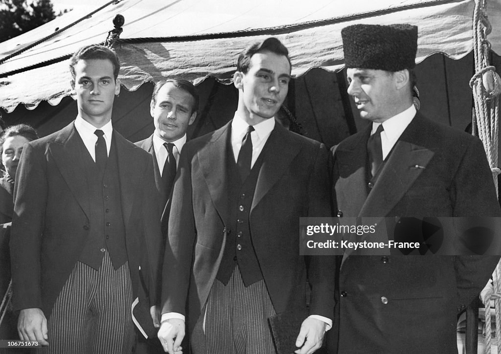 Princes Amyn And Sadruddin, Aga Khan Iv And His Father Ali Khan In England In 1957