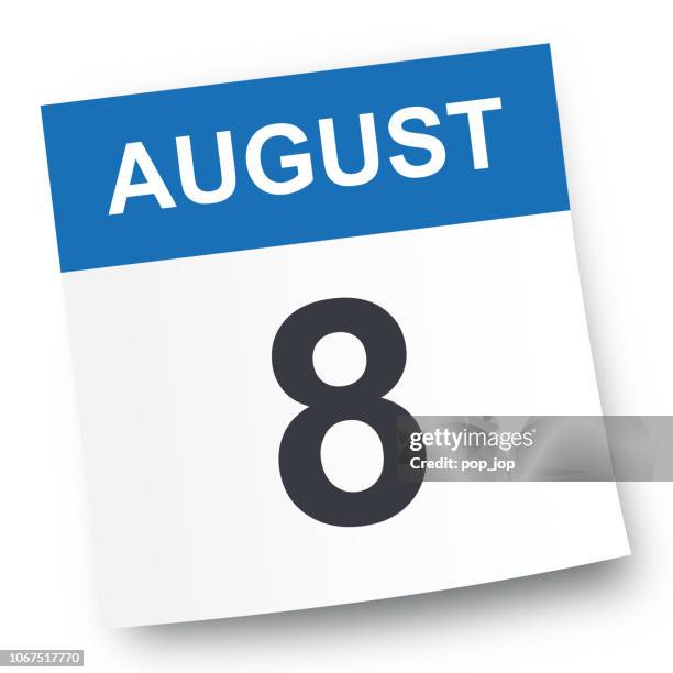 august 8 - calendar icon - august stock illustrations