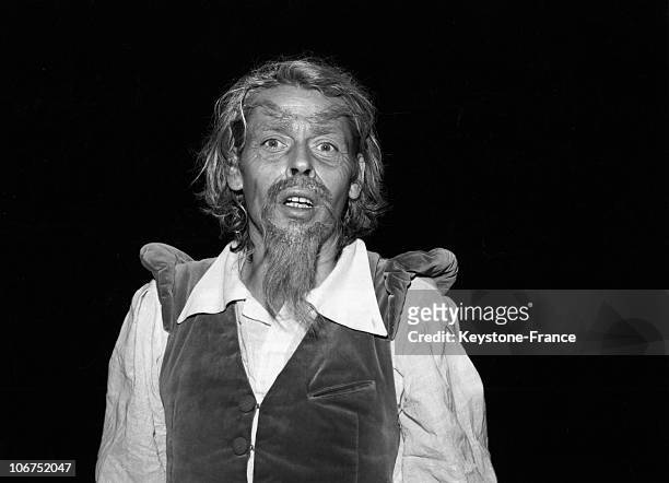 The Belgian Singer Jacques Brel During A Rehearsal Of The Play Man Of La Mancha At The Champs Elysees Theatre On December 9, 1968.