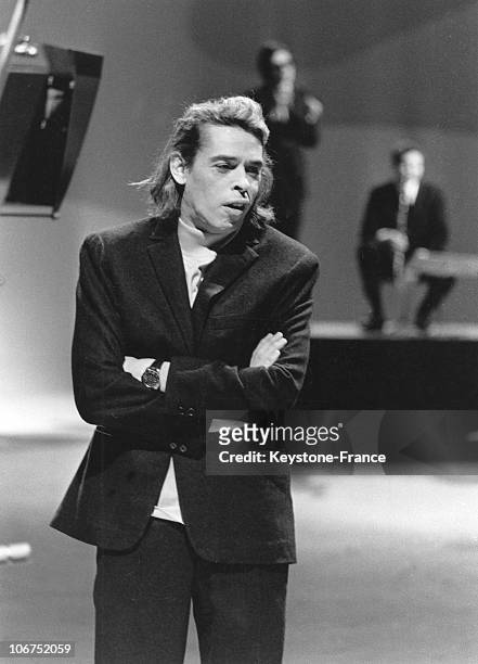 The Belgian Singer Jacques Brel During The Recording Of The Televised Program Aimez Vous La Musique In The O.R.T.F'S Studios, On February 18, 1969.