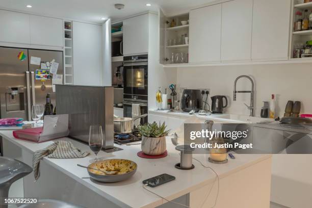 messy kitchen - dirty oven stock pictures, royalty-free photos & images