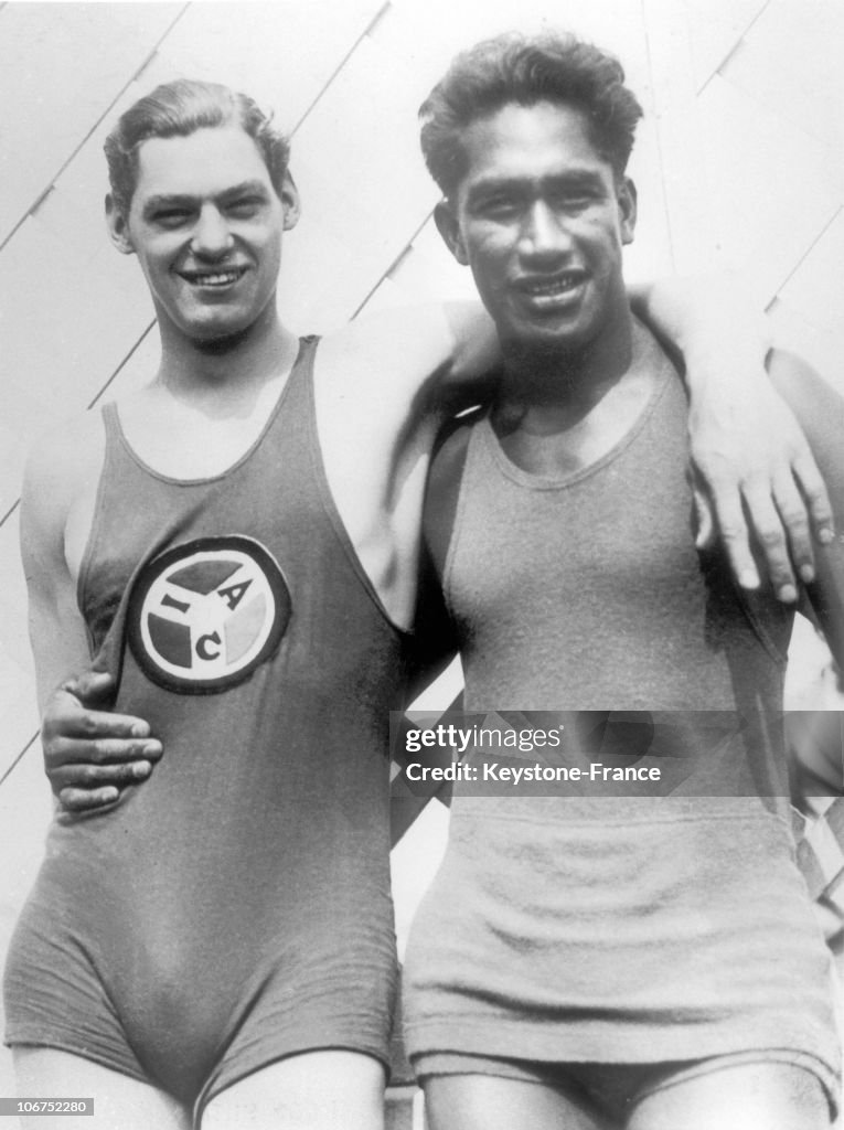 Johnny Weissmuller And Duke Kahanamoku Around 1924