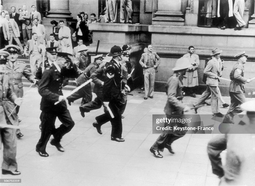 Police Charging Anc Protesters In South Africa, 1952