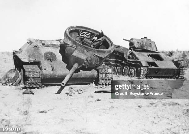 East Front, Russia, Stalingrad Battle, Soviets Tanks Destroyed By German Anti Aerial Battery In 1943