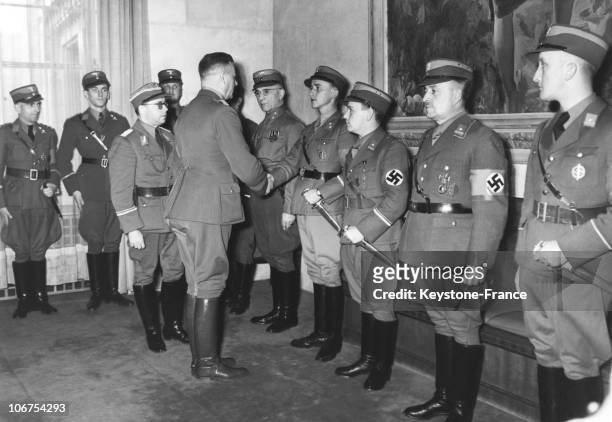 Germany, S.A Chief Viktor Lutze Greeting Some S.A Members In January 1941