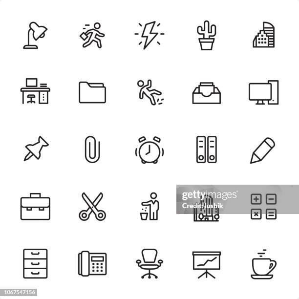 office - outline icon set - ring binder stock illustrations