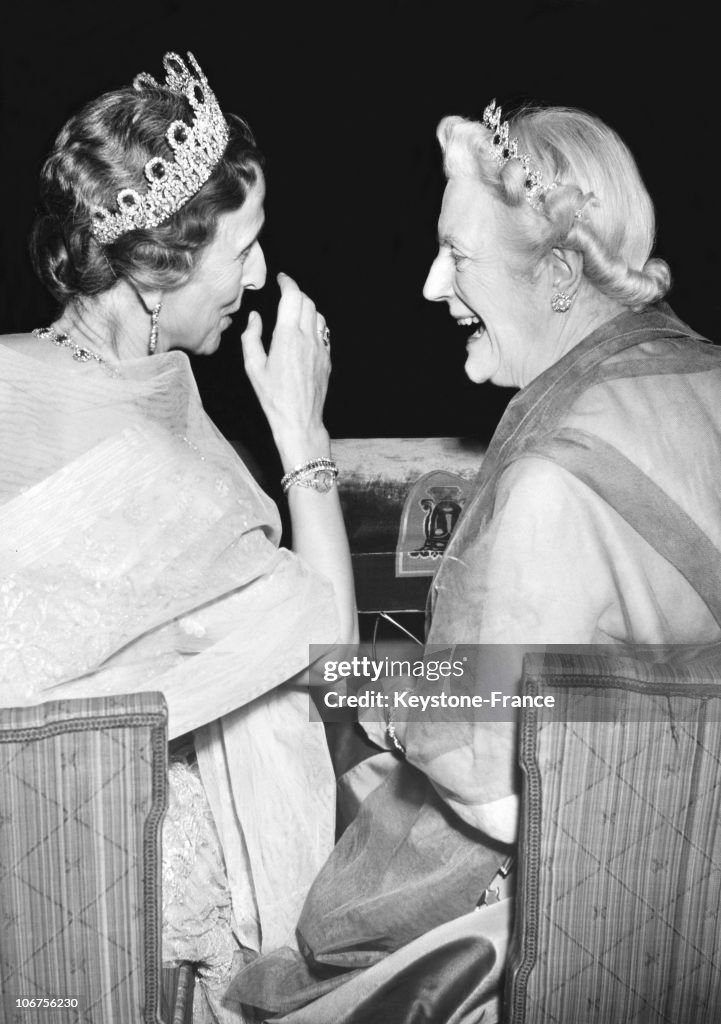 Sweden.Stockholm. Nobel Prize Ceremony. Queen Louise Of Sweden Speaking With Lady Churchill Who Represented His Husband For Nobel Literature Prize. December 1953.