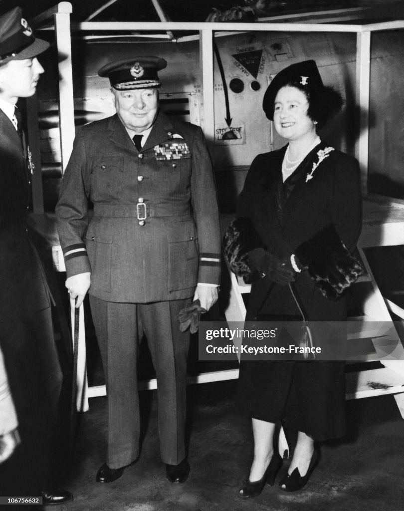 England, Biggin Hill, The Queen Mother And Sir Winston Churchill. 1952