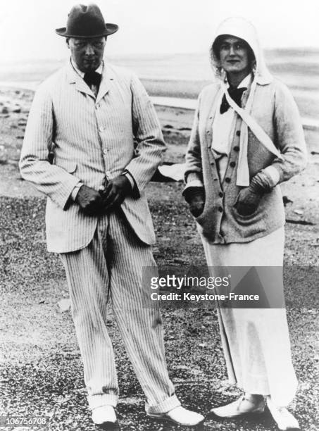 Mr Winston Churchill And His Wife During Holidays In Kent