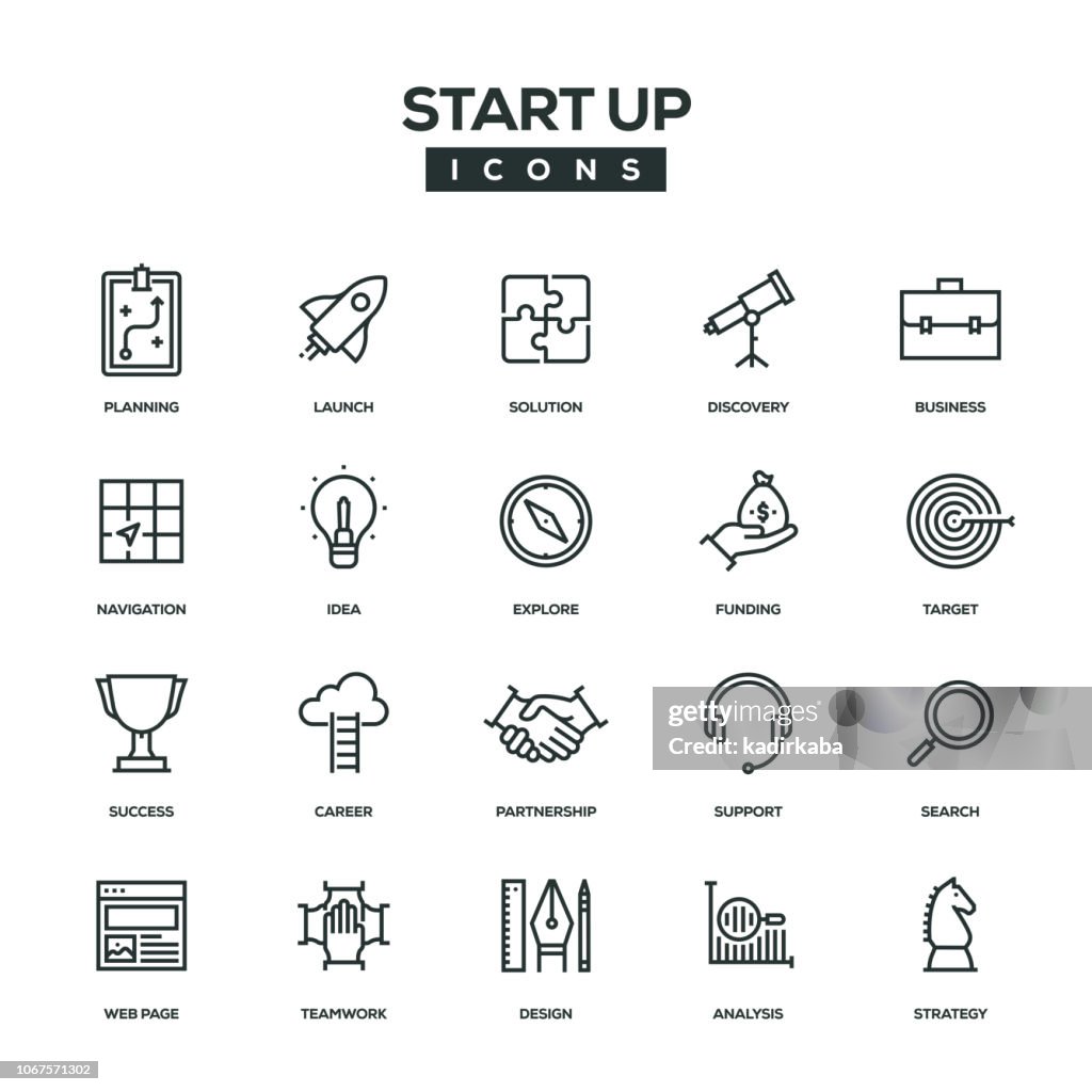 Start Up Line Icon Set