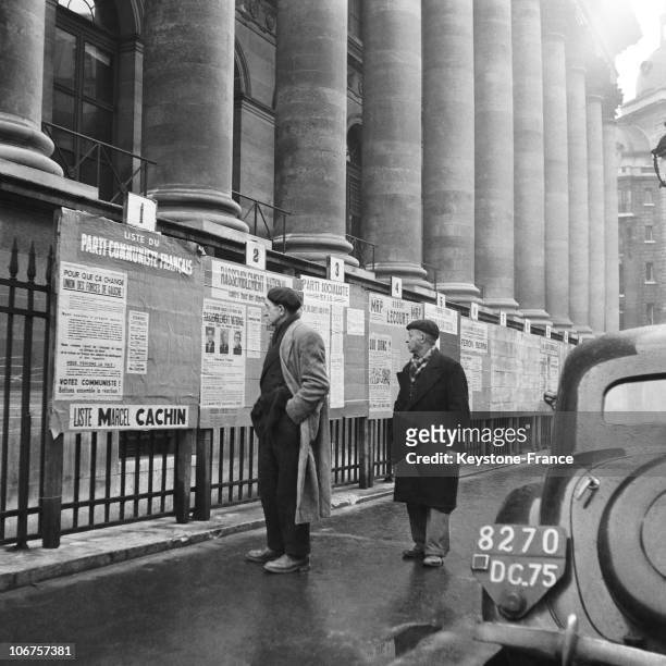 Paris, Legislative Elections Campaign, Political Candidates' Posters Board On 1955, December 17Th