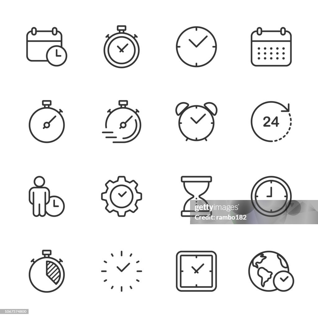 Time and Clock - Outline Icon Set