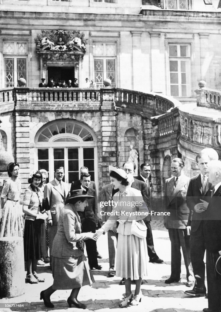 France, Visit Of The Princess Elizabeth And The Duke Of Edinburgh To Fontainebleau Castle In 1948