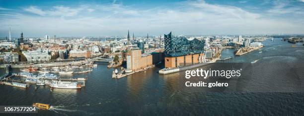 large panorama sur la ville de hafen hamburg - hamburg photos et images de collection