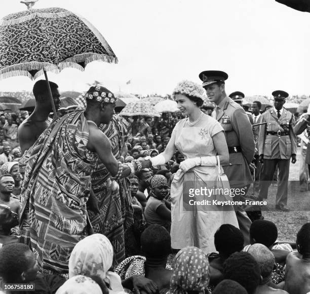 Ghana, Kumasi Hm The Queen Elizabeth Ii And Prince Philip Met The King Of Ashanti And African Chiefs In November 1961.