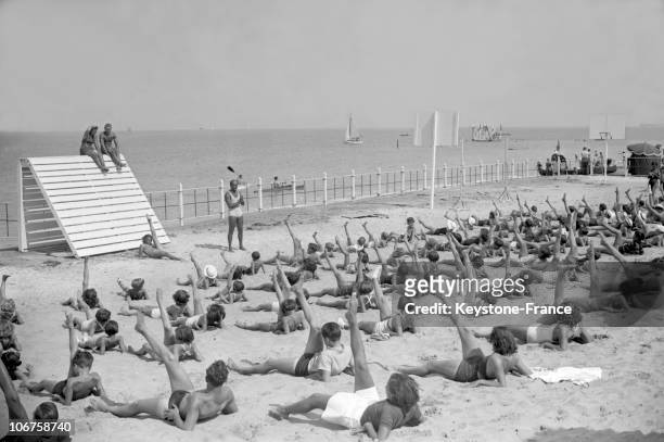 Deauville Beach In 1938. Gymnastics