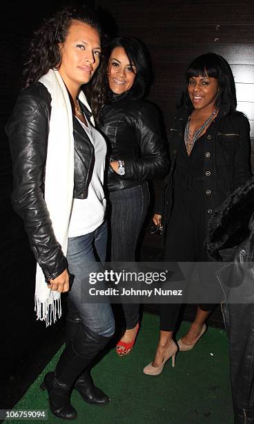 Shakara Singh, Geselle Jiminian, and Charly Friend attend the Atrium after party at Greenhouse on November 9, 2010 in New York City.