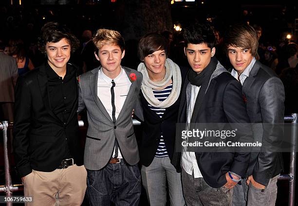 Factor band One Direction attend the Harry Potter And The Deathly Hallows: Part 1 World film premiere at Odeon Leicester Square on November 11, 2010...