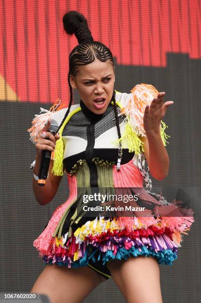 Sho Madjozi performs during the Global Citizen Festival: Mandela 100 at FNB Stadium on December 2, 2018 in Johannesburg, South Africa.