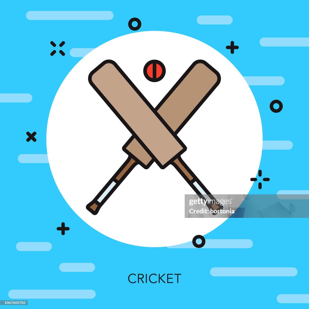 Cricket Thin Line Sports Icon