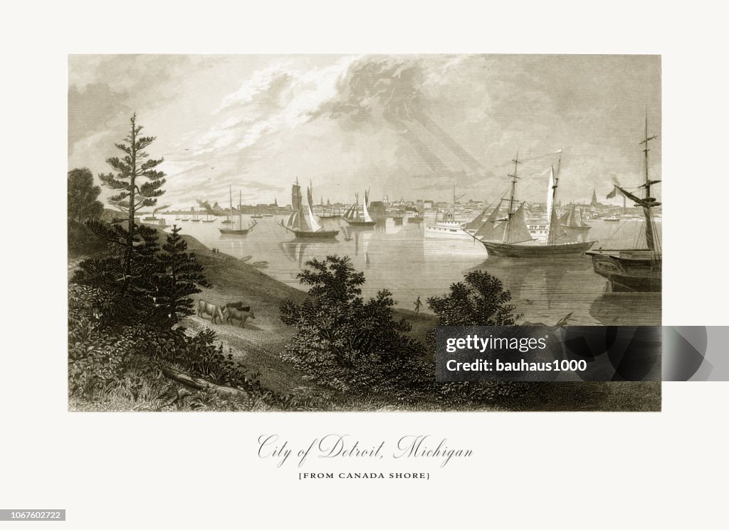 City of Toledo, Ohio, United States, American Victorian Engraving, 1872