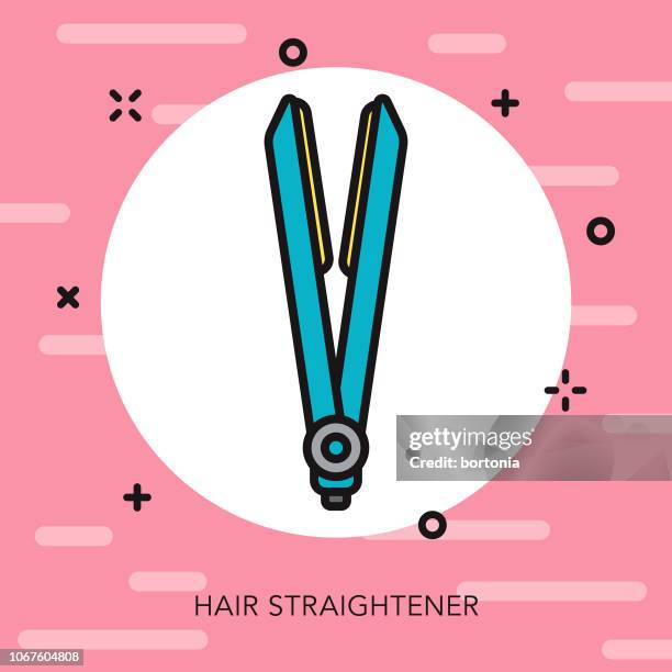 hair straightener thin line beauty icon - flat iron stock illustrations
