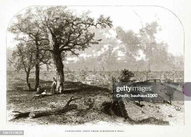 Cleveland Van Scranton Van Hill Cleveland Ohio Verenigde Staten Amerikaanse Victoriaanse Gravure 1872, Stockfoto