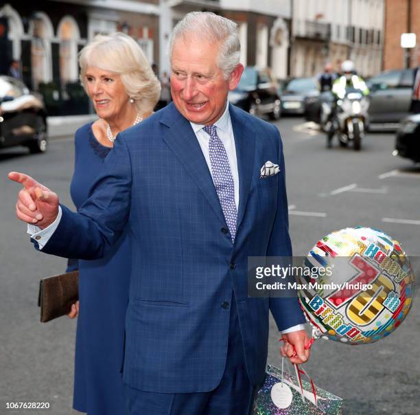 Prince Charles, Prince of Wales and Camilla, Duchess of Cornwall attend an Age UK Tea, celebrating 70 inspirational people marking their 70th...