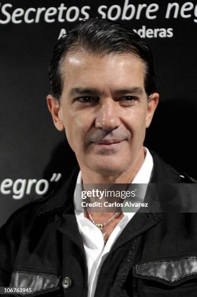 Actor Antonio Banderas launches his first photography exhibition 'Secretos Sobre Negro' at the Instituto Cervantes on November 11, 2010 in Madrid,...