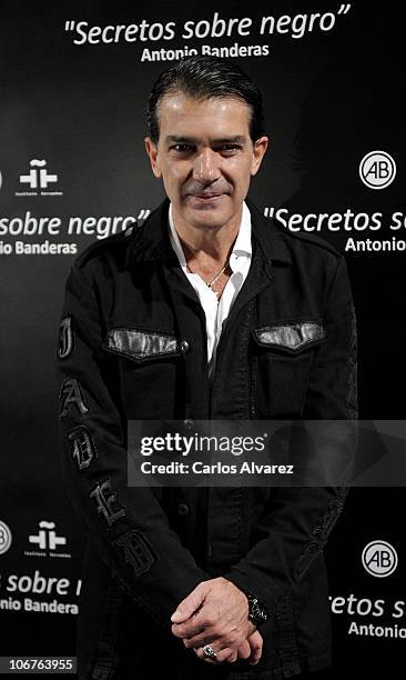 Actor Antonio Banderas launches his first photography exhibition 'Secretos Sobre Negro' at the Instituto Cervantes on November 11, 2010 in Madrid,...