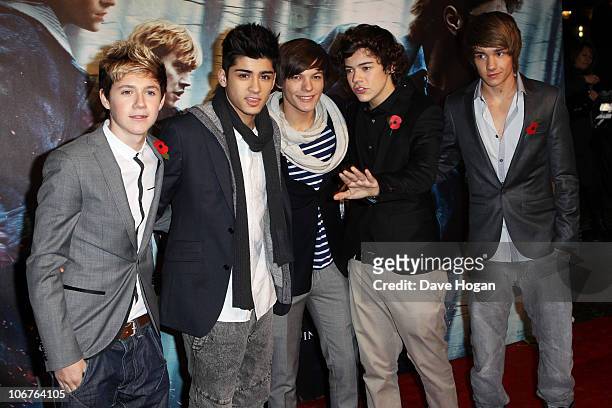 One Direction attend the World Premiere of Harry Potter And The Deathly Hallows: Part 1 held at The Odeon Leicester Square on November 11, 2010 in...