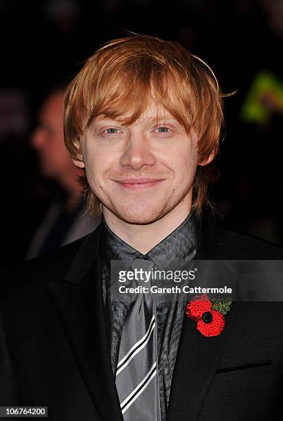 Rupert Grint attends the Harry Potter And The Deathly Hallows: Part 1 World film premiere at Odeon Leicester Square on November 11, 2010 in London,...