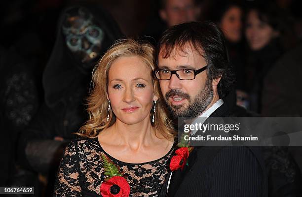 Author J.K. Rowling and husband Neil Murray attend the world premiere of Harry Potter and The Deathly Hallows at Odeon Leicester Square on November...