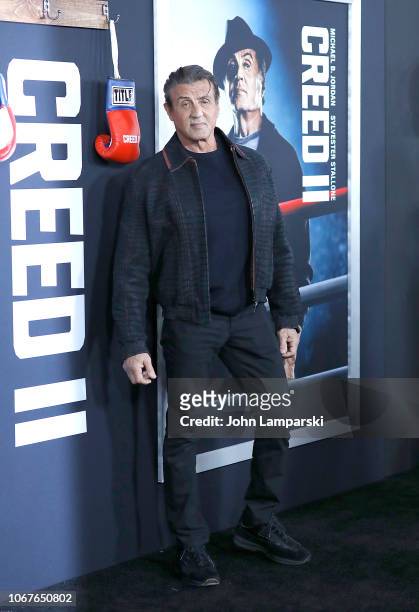 Sylvester Stallone attends "Creed II" New York Premiere at AMC Loews Lincoln Square on November 14, 2018 in New York City.
