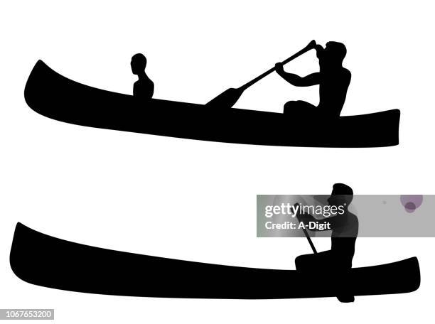 lake canoe - people on canoe clip art stock illustrations