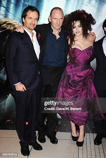 Producer David Heyman, actor Ralph Fiennes and actress Helena Bonham Carter attend the world premiere of Harry Potter And The Deathly Hallows: Part 1...