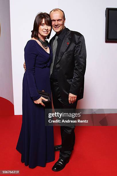 Edgar Selge and Franziska Walser arrive for the Bambi 2010 Award at Filmpark Babelsberg on November 11, 2010 in Potsdam, Germany.