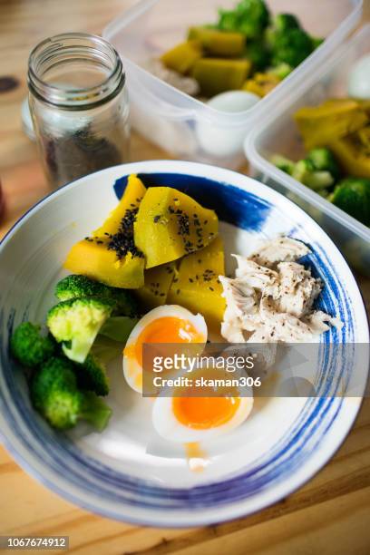 healthy food and organics food on wooden table - national diet of japan stock pictures, royalty-free photos & images