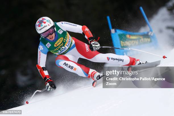 Dominique Gisin of Switzerland in action during the Audi FIS Alpine Ski World Cup Women's Super G on December 2, 2018 in Lake Louise Canada.