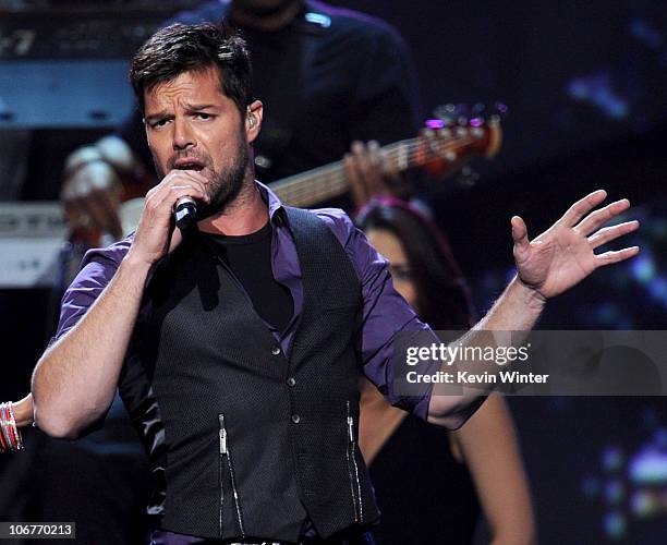 Singer Ricky Martin performs onstage during the 11th annual Latin GRAMMY Awards at the Mandalay Bay Events Center on November 11, 2010 in Las Vegas,...