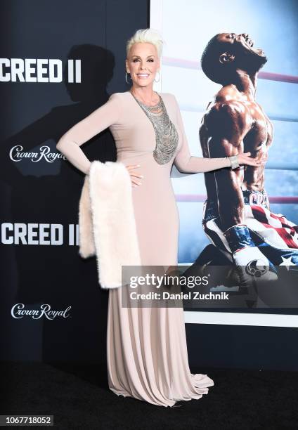 Brigitte Nielsen attends the 'Creed II' New York Premiere at AMC Loews Lincoln Square on November 14, 2018 in New York City.