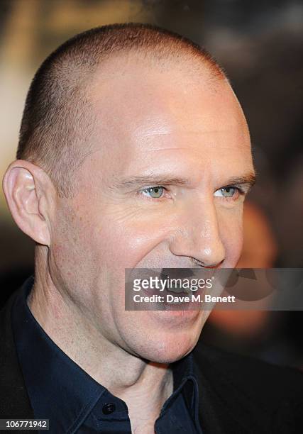 Actor Ralph Fiennes attends the World Premiere of Harry Potter And The Deathly Hallows: Part 1 at Odeon Leicester Square on November 11, 2010 in...